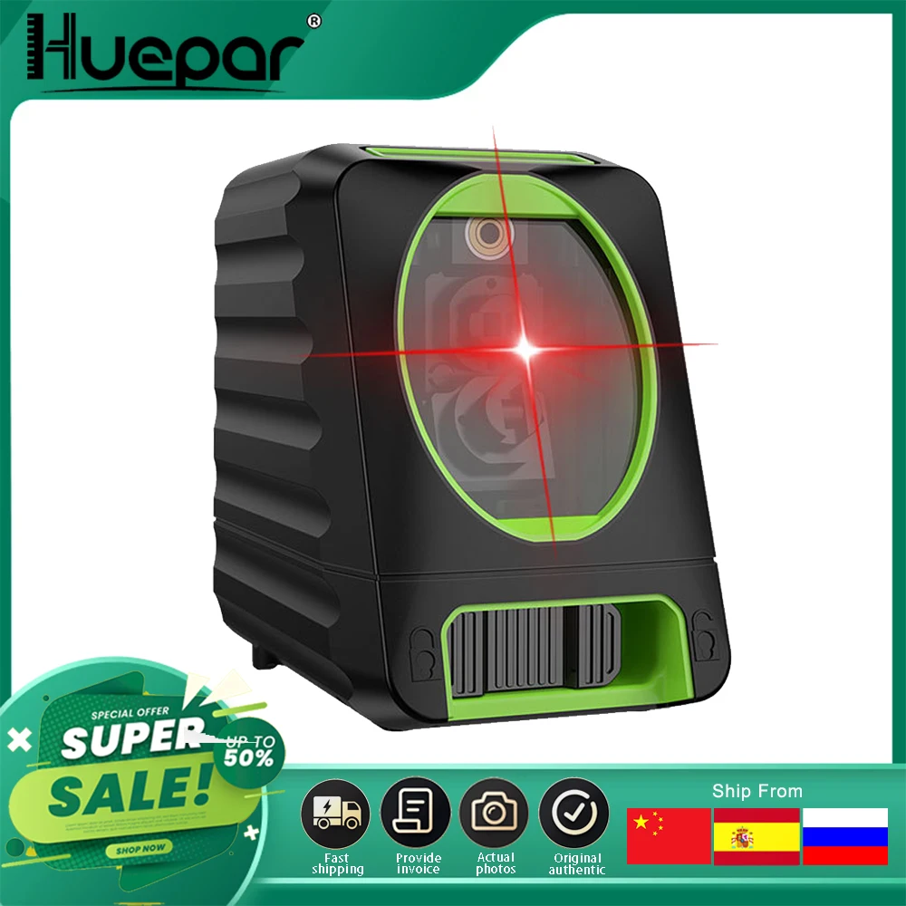 

Huepar Red Beam Cross Line Laser Level 150/130 Degree Vertical/Horizontal Lasers 635nm Self-leveling Nivel Laser Diagnostic Tool