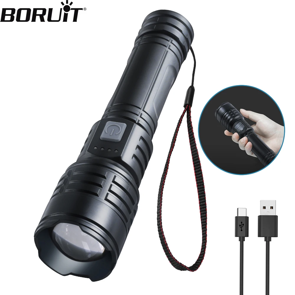 BORUIT Powerful LED Flashlight Type-C Charging Head Zoomable Waterproof Torch Portable light 3 Lighting Modes Built-in Battery
BORUIT Powerful LED Flashlight Type-C Charging Head Zoomable Waterproof Torch Portable light 3 Lighting Modes Built-in Battery