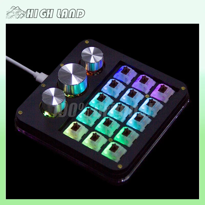 

Debroglie Lt15 Gamer Mechanical Keyboards 15Keys Hot Swappable Keyboard With 3 Knobs Qmk Via Customized Mini Macro Keyboard Gift
