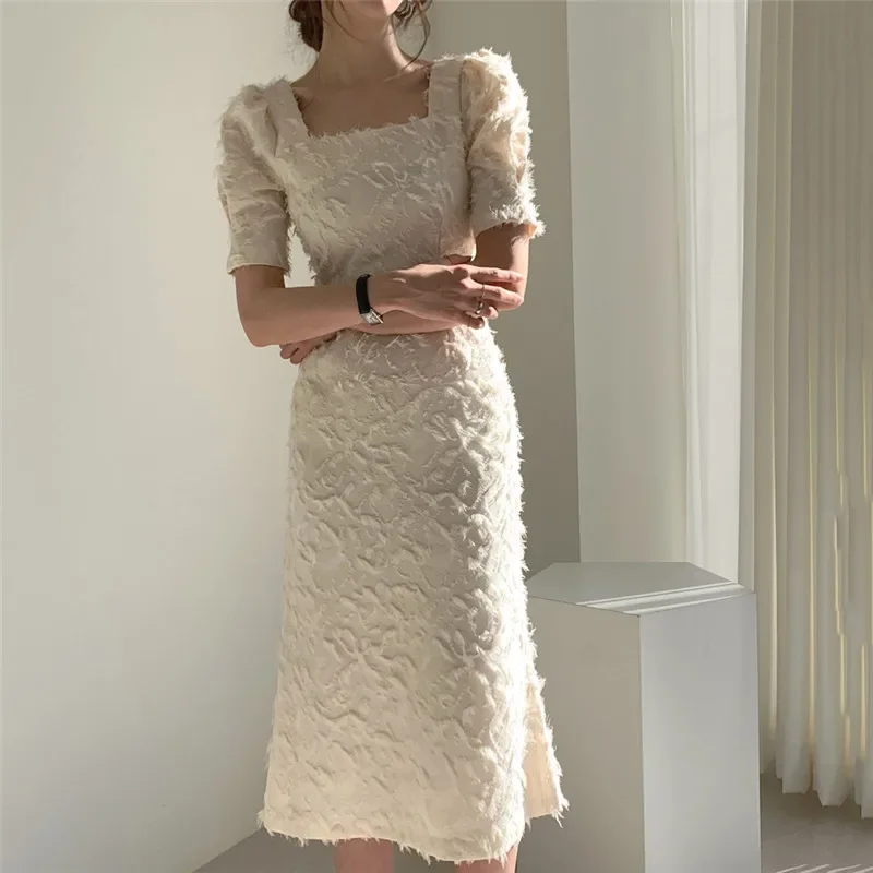 NMZM Feather Fringe Long Midi Dress Women's Square Neck Korean Short Sleeve Off Back Tight Dress Slim Fit Retro Party Dress
NMZM Feather Fringe Long Midi Dress Women's Square Neck Korean Short Sleeve Off Back Tight Dress Slim Fit Retro Party Dress