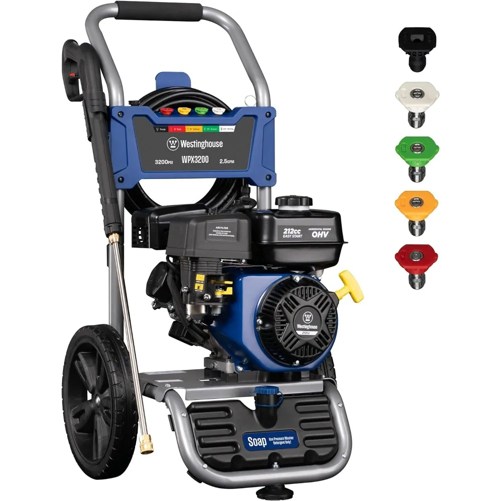 WPX3200 Gas Pressure Washer, 3200 PSI and 2.5 Max GPM, Onboard Soap Tank, Spray Gun and Wand, 5 Nozzle Set
WPX3200 Gas Pressure Washer, 3200 PSI and 2.5 Max GPM, Onboard Soap Tank, Spray Gun and Wand, 5 Nozzle Set