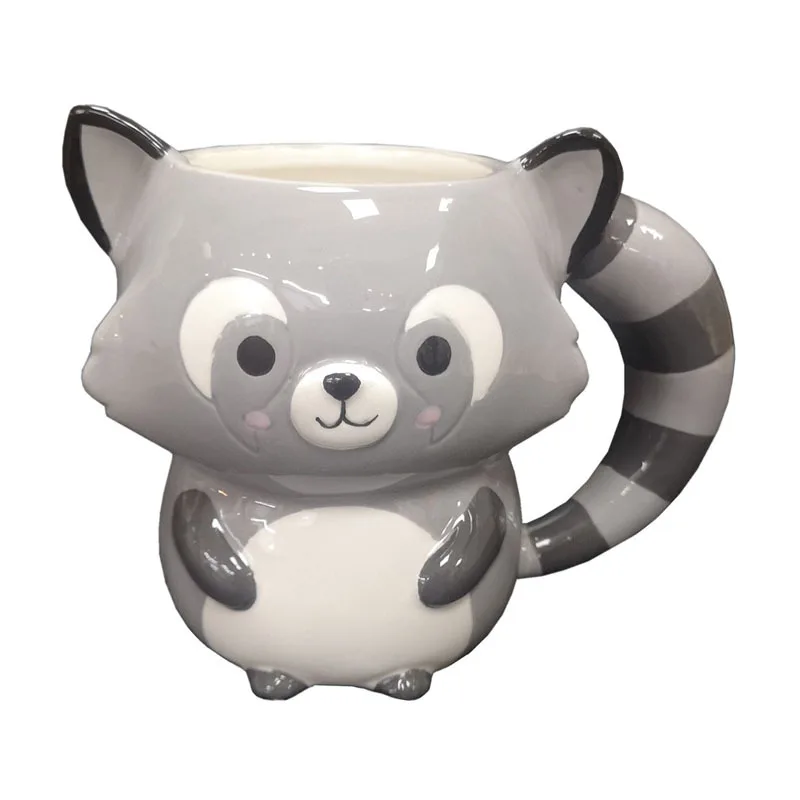 

3D Painted Three-dimensional Small Raccoon Ceramic Water Cup Cute Animal Expression Hot Water Mugs Coffee Cups Birthday Gift