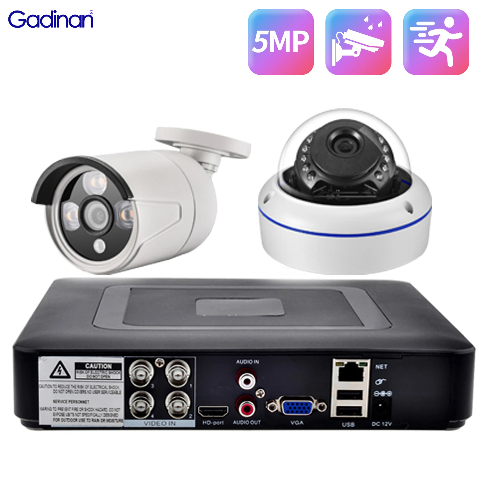 

Gadinan 3.6MM Lens 5MP AHD 4CH DVR Security Camera System Recording Infrared CCTV Video Surveillance Motion Detection Set