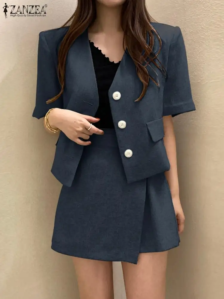 ZANZEA Summer Fashion Two Piece Sets Short Sleeve Blazer And Skirt Woman Elegant Work Suit Casual Streetwear Outifits Oversized
ZANZEA Summer Fashion Two Piece Sets Short Sleeve Blazer And Skirt Woman Elegant Work Suit Casual Streetwear Outifits Oversized