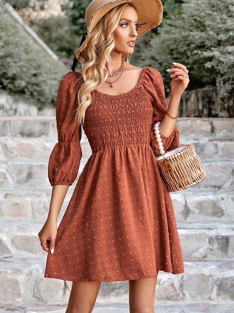 Vintage Ruffle A Line Short Dress New Spring and Summer Puff Sleeve Square Neck Women's Dress Ladies Verstido Beach Party Dress 
Vintage Ruffle A Line Short Dress New Spring and Summer Puff Sleeve Square Neck Women's Dress Ladies Verstido Beach Party Dress