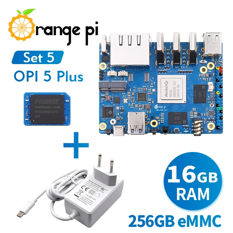 Мини-ПК Orange Pi 5 Plus 16G + 256G EMMC модуль + источник питания 5 в 4A Type-C, DDR4 Rochip RK3588, оранжевый, Pi5 Plus, однобортный компьютер
Мини-ПК Orange Pi 5 Plus 16G + 256G EMMC модуль + источник питания 5 в 4A Type-C, DDR4 Rochip RK3588, оранжевый, Pi5 Plus, однобортный компьютер