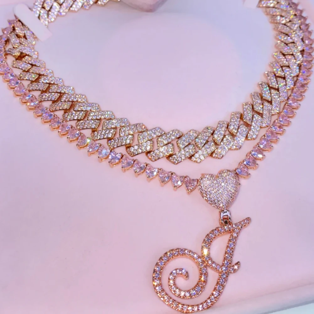 Hip Hop Iced Out Pink A-Z Initial Cursive Letter Crystal Necklace For Women Bling Heart Rhinestone Chain Necklace Choker Jewelry
Hip Hop Iced Out Pink A-Z Initial Cursive Letter Crystal Necklace For Women Bling Heart Rhinestone Chain Necklace Choker Jewelry