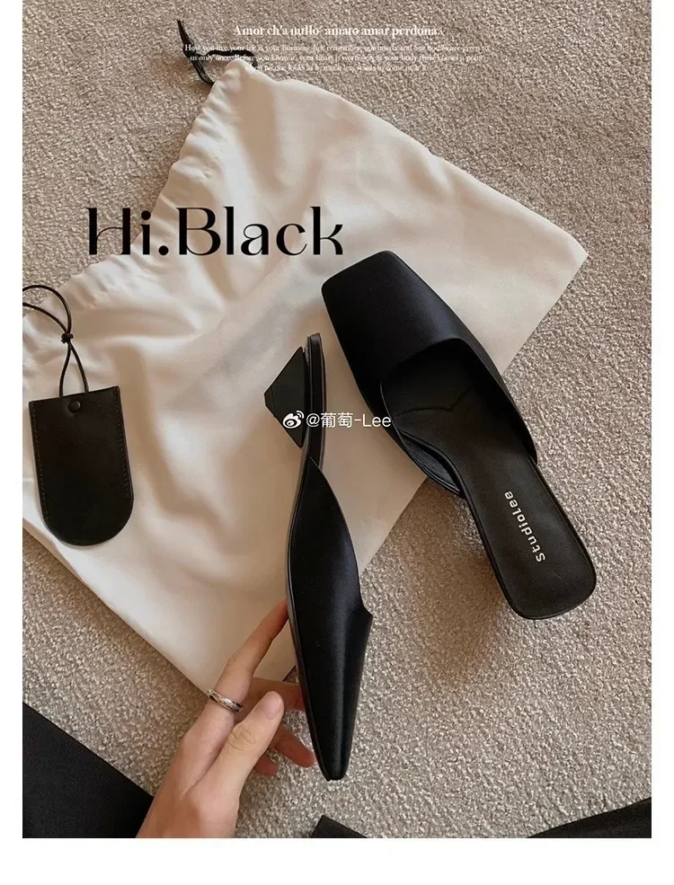 Luxury Satin Design Mules Shoes for Women Summer Sexy Square Head Strange Low Heel Slide Sandals Elegant Comfort Dress Slippers 9 S0ecf4f7f9c844c3dafa5c1890bec837cr