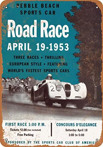 Metal Sign - 1953 Pebble Beach Sports Car Road Race - Vintage Look Wall Decor for Cafe Bar Pub Home Beer Decoration Crafts
Metal Sign - 1953 Pebble Beach Sports Car Road Race - Vintage Look Wall Decor for Cafe Bar Pub Home Beer Decoration Crafts