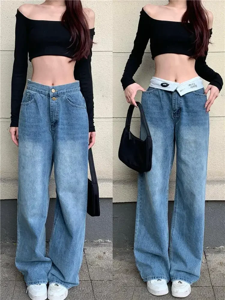 Baggy Blue Cargo Straight Jeans Women Vintage Korean Fashion Chic High Waist Denim Pants Y2k Streetwear Wide-leg Trousers Female
Baggy Blue Cargo Straight Jeans Women Vintage Korean Fashion Chic High Waist Denim Pants Y2k Streetwear Wide-leg Trousers Female