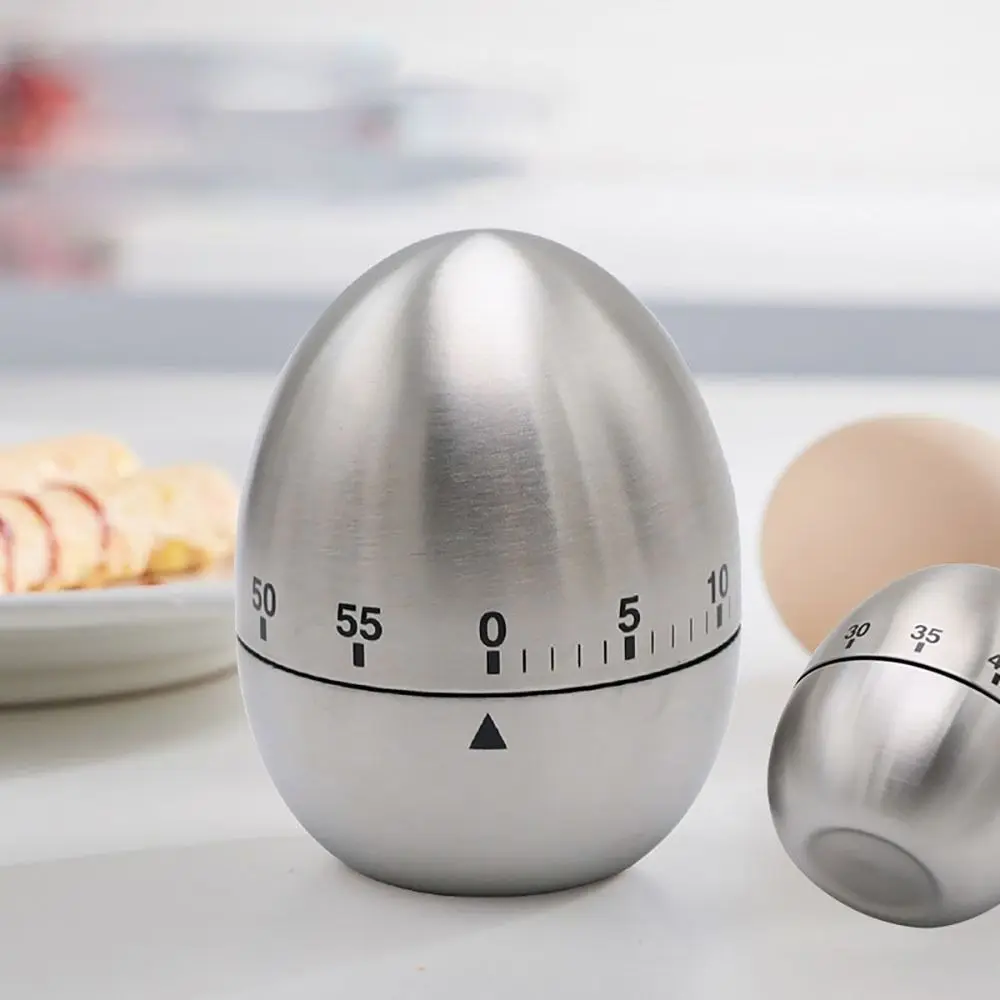 

with Alarm Kitchen Timer Egg Shape Stainless Steel Mechanical Visual Countdown Accurate Scale Small and Compact Cooking Timer