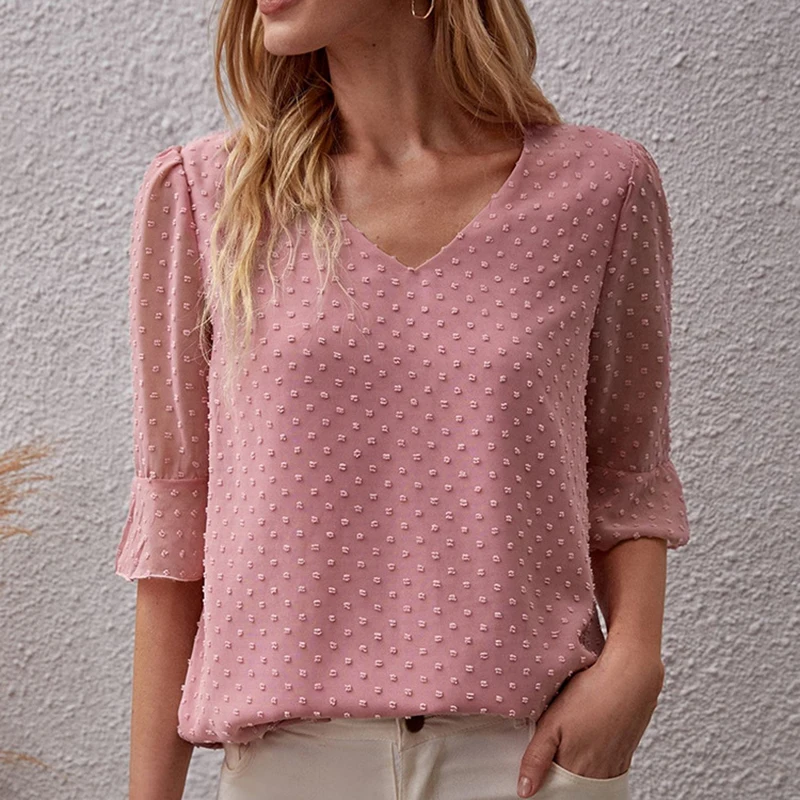 13 Colors Pink Dots Women Blouses Half Sleeve Elegant Ladies Sexy V-neck Casual New Chiffon Shirts Female Black White Tops XXL
13 Colors Pink Dots Women Blouses Half Sleeve Elegant Ladies Sexy V-neck Casual New Chiffon Shirts Female Black White Tops XXL