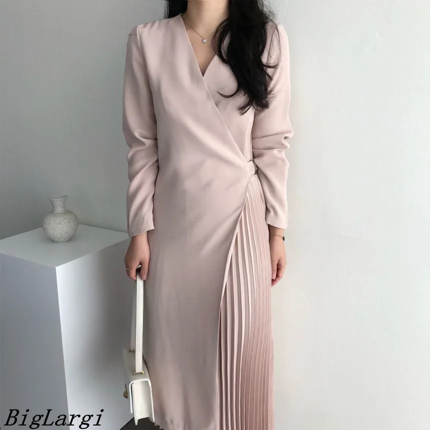 V-neck Lace Up Pleated Dress Women Summer Casual Loose Long Ladies Dresses New 2023 Elegant Office Dress Female
V-neck Lace Up Pleated Dress Women Summer Casual Loose Long Ladies Dresses New 2023 Elegant Office Dress Female