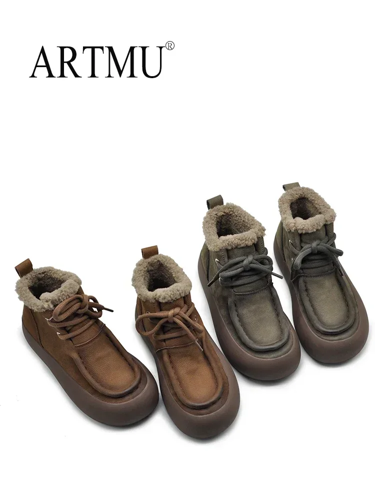 Artmu зимние плюшевые женские зимние ботинки на шнуровке на толстом каблуке короткие ботильоны на плоской подошве из натуральной кожи Роскошная женская обувь на платформе
Artmu зимние плюшевые женские зимние ботинки на шнуровке на толстом каблуке короткие ботильоны на плоской подошве из натуральной кожи Роскошная женская обувь на платформе