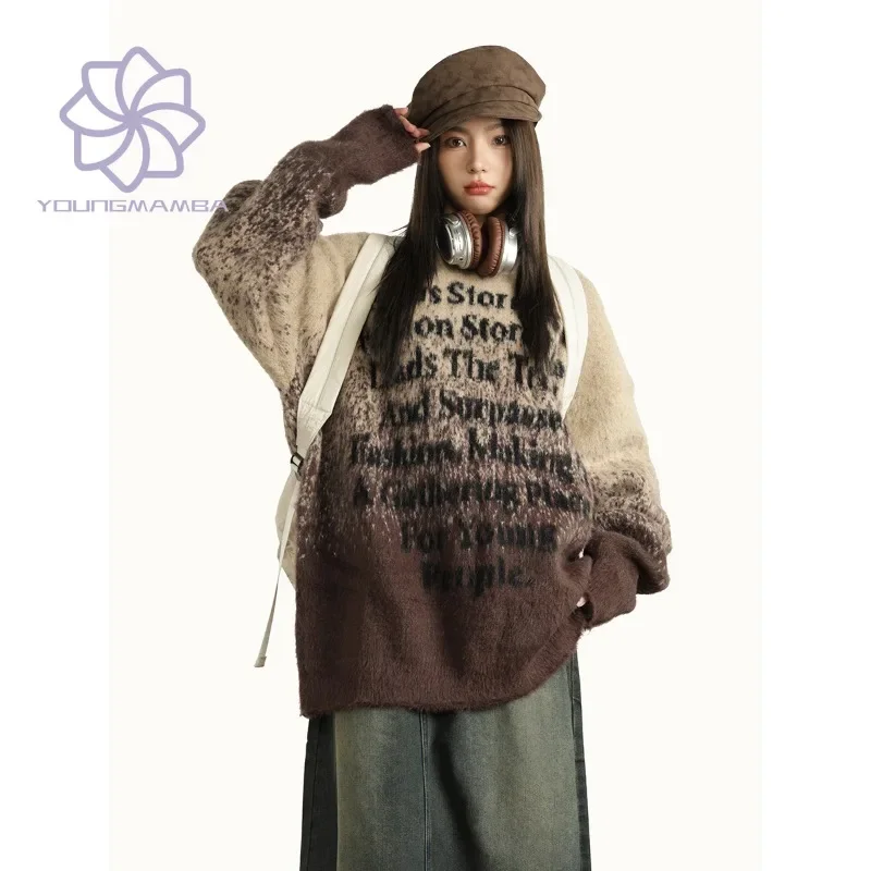 American Retro Gradient Sweater Women's Loose Couple Knitwear Women Thickened Autumn Winter Long Sleeve Pullovers
American Retro Gradient Sweater Women's Loose Couple Knitwear Women Thickened Autumn Winter Long Sleeve Pullovers