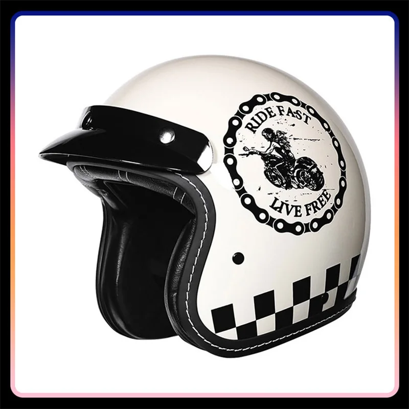 

Retro 3/4 Open Face Motorcycle Helmets for Moped ATV Vintage Jet Helmet Open Half Helm Motorbike Cruiser Scooter DOT Approved