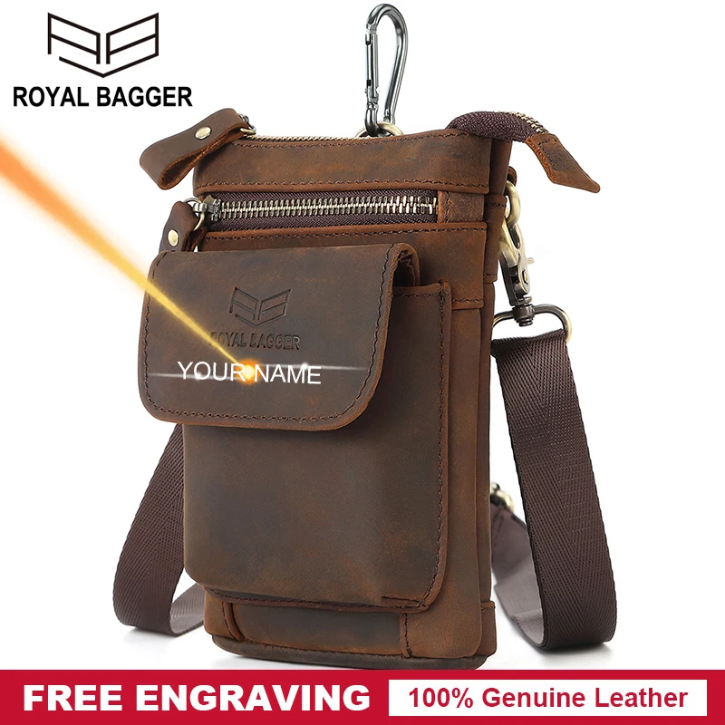 Royal Bagger Waist Pack for Men Crazy Horse Leather Male Small Sling Shoulder Bag Belt Phone Pocket Genuine Cowhide Retro Bags
Royal Bagger Waist Pack for Men Crazy Horse Leather Male Small Sling Shoulder Bag Belt Phone Pocket Genuine Cowhide Retro Bags