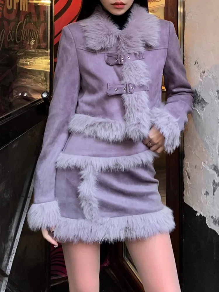 High Quality Winter Thick Warm Plush Two Piece Set For Women Short Jacket Coat + Skirt Sets Korean Fashion Sweet 2 Piece Outfits
High Quality Winter Thick Warm Plush Two Piece Set For Women Short Jacket Coat + Skirt Sets Korean Fashion Sweet 2 Piece Outfits