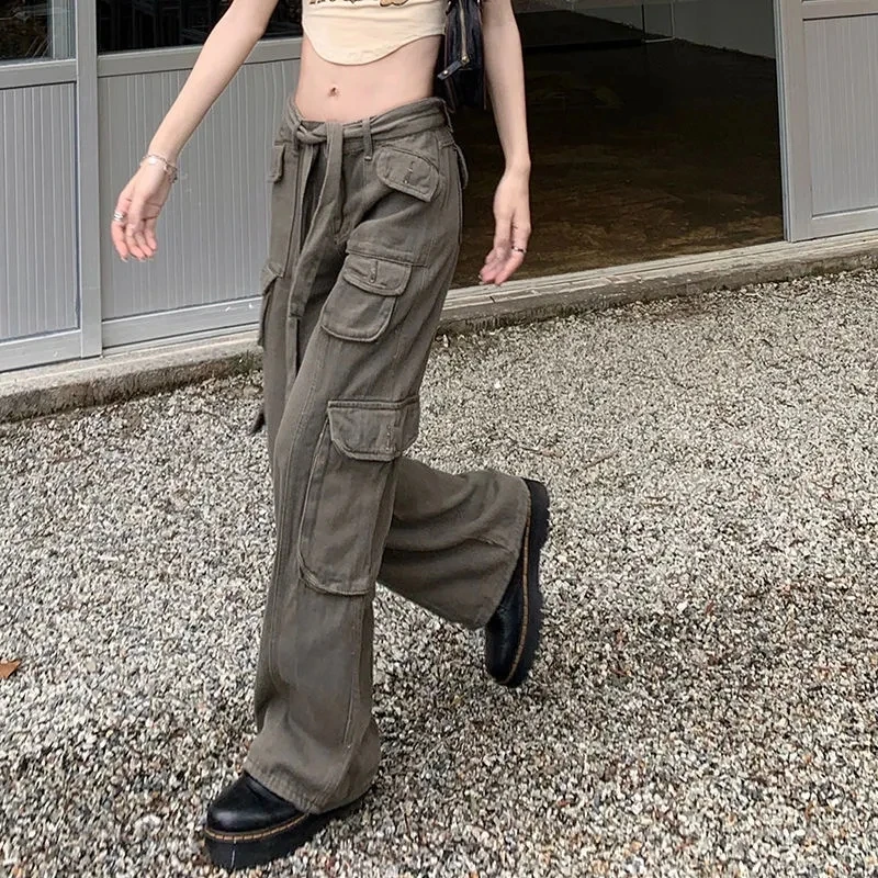 Cargo Pants Women High Waist Casual Baggy Straight Leg Pants Slim Vintage Y2k Streetwear Elastic Wide Leg Trousers Fashion Jeans
Cargo Pants Women High Waist Casual Baggy Straight Leg Pants Slim Vintage Y2k Streetwear Elastic Wide Leg Trousers Fashion Jeans