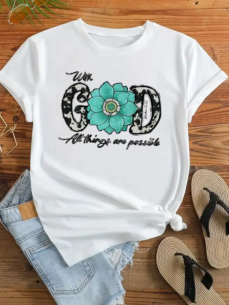 Faith Letter Flower Trend Fashion O-neck T Shirt Graphic T-shirts For Women Print Short Sleeve Clothing Tee Top Womens Clothes
Faith Letter Flower Trend Fashion O-neck T Shirt Graphic T-shirts For Women Print Short Sleeve Clothing Tee Top Womens Clothes