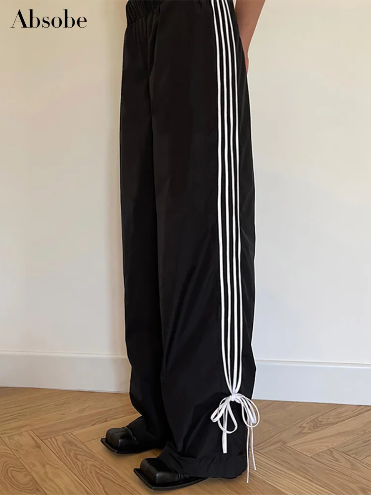 Absobe Contrast Spliced Stripes Lacing Sports Loose Pants Women's Low Rise Casual Straight Leg Trousers Hottie Autumn Streetwear
Absobe Contrast Spliced Stripes Lacing Sports Loose Pants Women's Low Rise Casual Straight Leg Trousers Hottie Autumn Streetwear