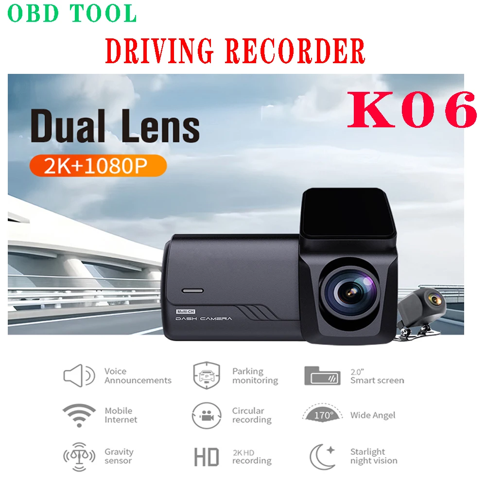 

Driving Recorder Hidden K06 High-definition Front and Rear Dual Recording Multi-functional WIFI Car Recorder