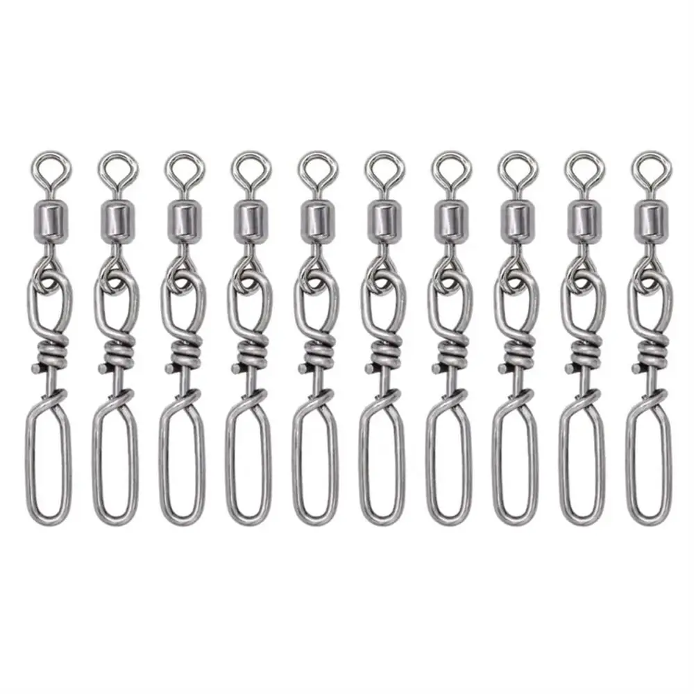 

10Pcs Ball Bearing Fishing Swivels Snap Rolling Stainless Steel Fishing Connector Pin Smoothly Spin High Strength Fishhook