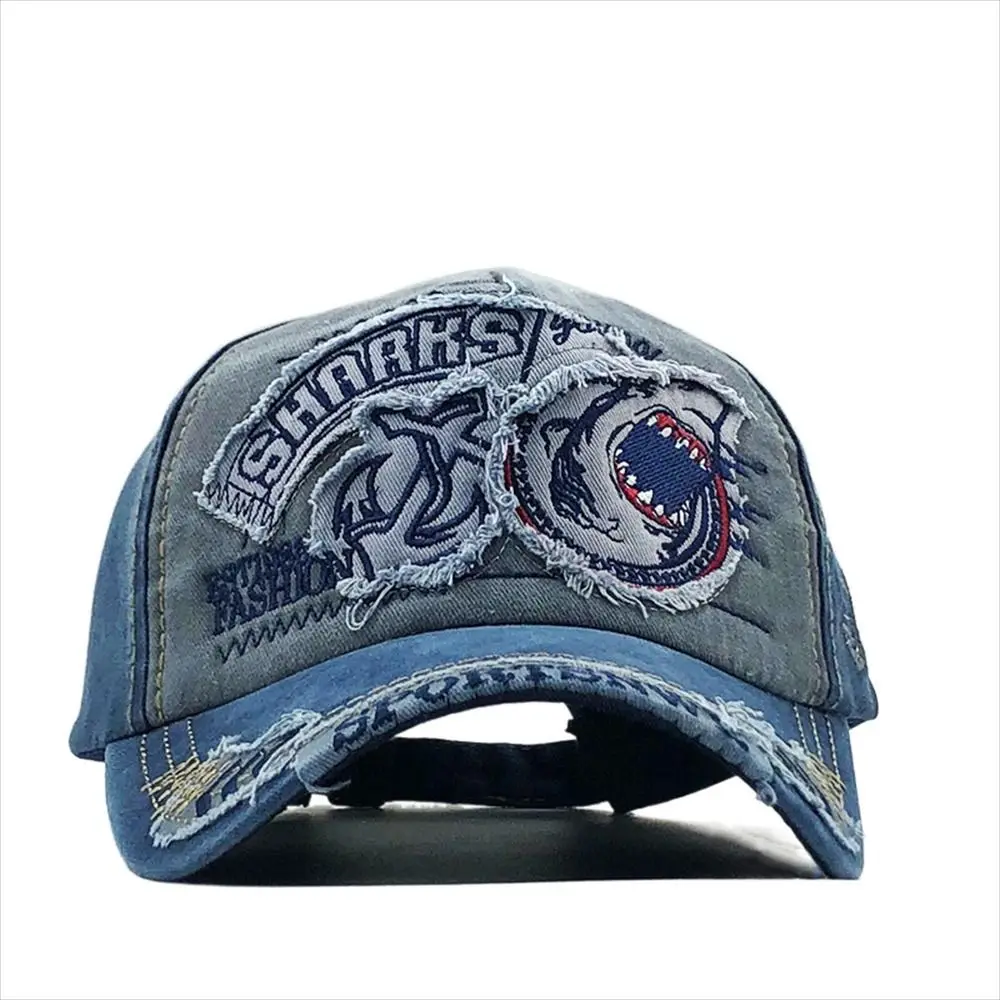 

Animal Shark Baseball Cap Fashion Sunproof Adjustable Snapback Hat Washed Embroidered Truck Cap Hip Hop