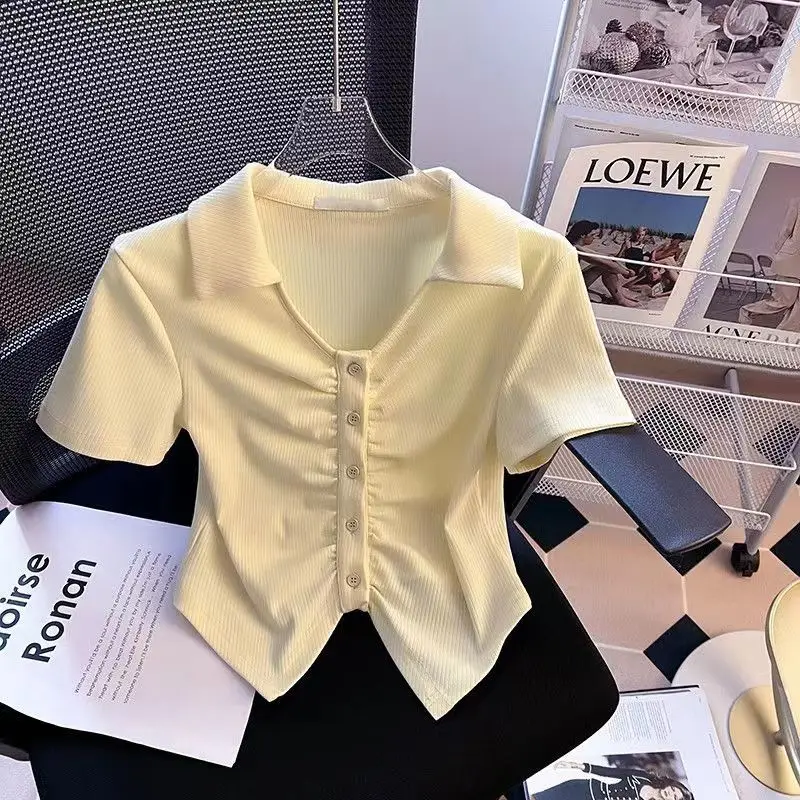 Sweet Gentle Short Polo Shirt for Woman Retro Summer Fashion Trend Casual Comfy Sense of Design Short Sleeve Top Harajuku Y2K
Sweet Gentle Short Polo Shirt for Woman Retro Summer Fashion Trend Casual Comfy Sense of Design Short Sleeve Top Harajuku Y2K