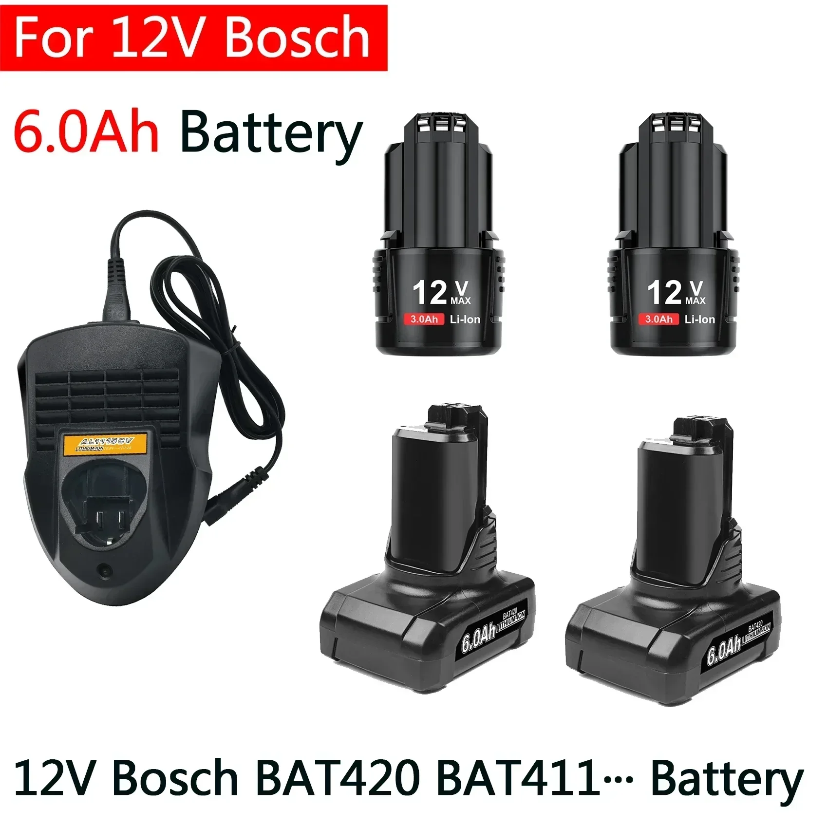 

12 В Bosch 6Ah Li-Ion BAT420 BAT411 Сменный аккумулятор для Bosch BAT411 BAT412 BAT413 BAT414 10,8 В Аккумуляторный электроинструмент