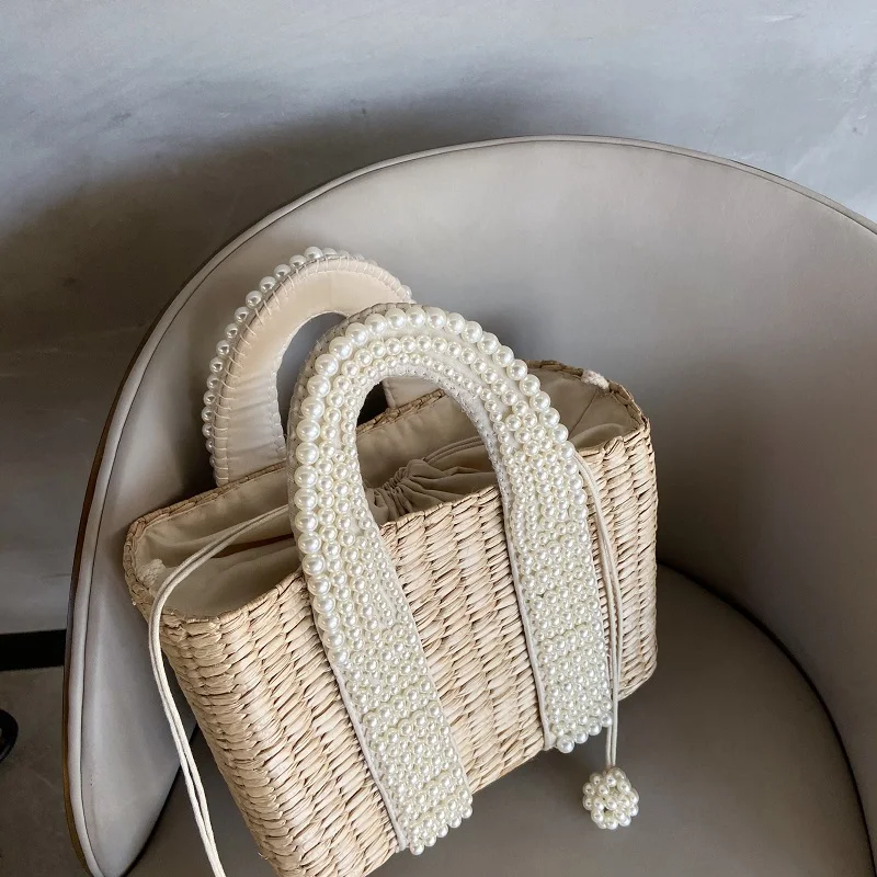 Pearl Beaded Wicker Tote - Luxury Beach Basket 5 S0ee54def1a064874b3a36af4b68d3a7e0