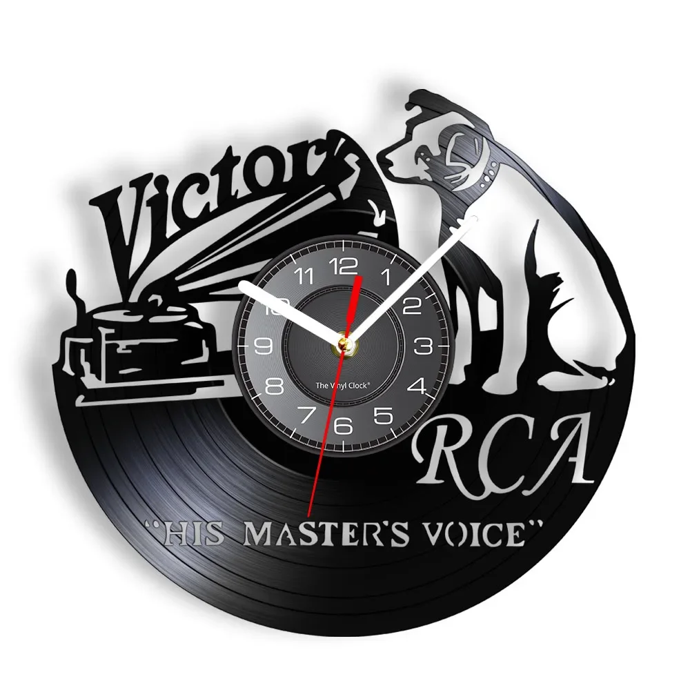 

Музыкальные настенные часы His Master's Voice с изображением собаки, домашний декор в стиле ретро, винтажные часы с виниловой пластиной, в стиле Рок н-ролл, музыкальный подарок