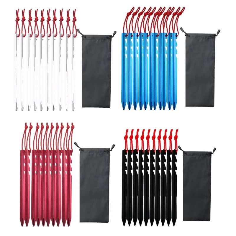 

12 Pcs Canopy Stakes Aluminium Alloy Tent Peg Outdoor Camping Stakes Yard Lawn Peg for Fixing Tent Tarps Awning Mat
