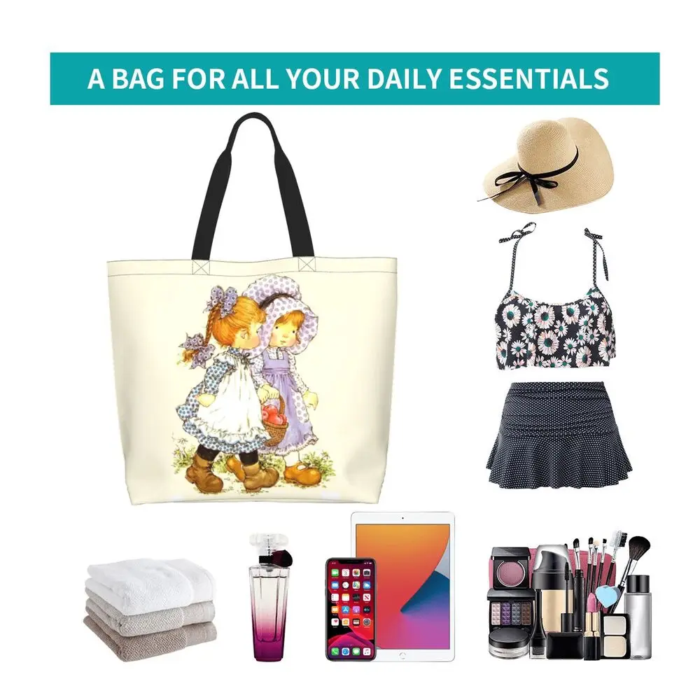 Custom Kawaii Sarah Kay Shopping Canvas Bags Women Portable Large Capacity Groceries Girl Roses And Watering Tote Shopper Bags 70 S0ee9d3b99d494d9d830b0455c5b75af7s