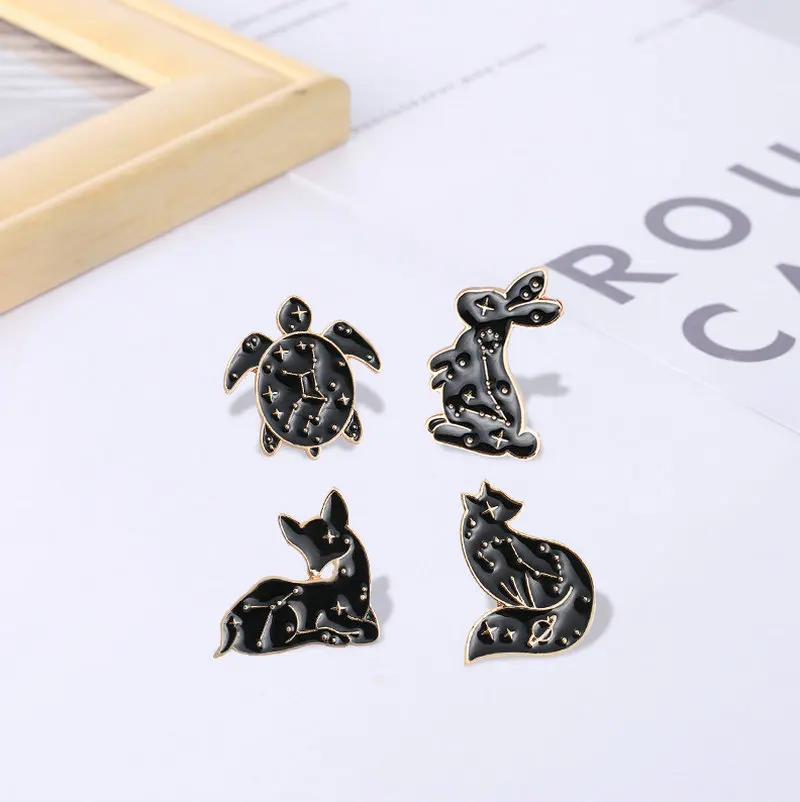 Black Constellation Animal Enamel Pins Rabbit Fox Turtle Deer Bag Brooch Lapel Badge Cartoon Jewelry Gift for Kids Friends
Black Constellation Animal Enamel Pins Rabbit Fox Turtle Deer Bag Brooch Lapel Badge Cartoon Jewelry Gift for Kids Friends