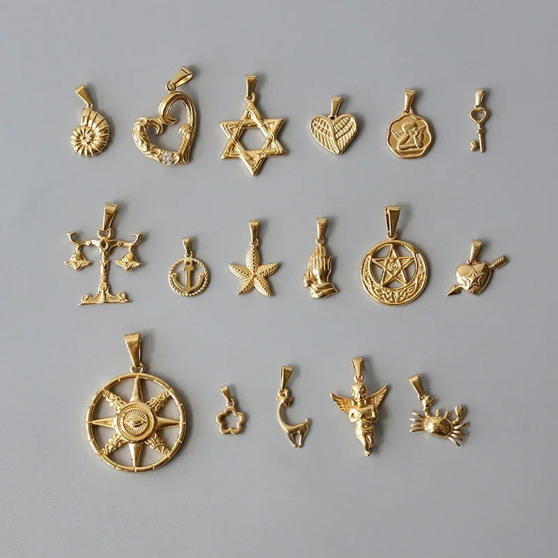 RHYSONG Stainless Steel Gold Retro Pendant Women Hand Making Jewelry Conch Animal Star Angel Diy Charms Without Chain Necklaces
RHYSONG Stainless Steel Gold Retro Pendant Women Hand Making Jewelry Conch Animal Star Angel Diy Charms Without Chain Necklaces