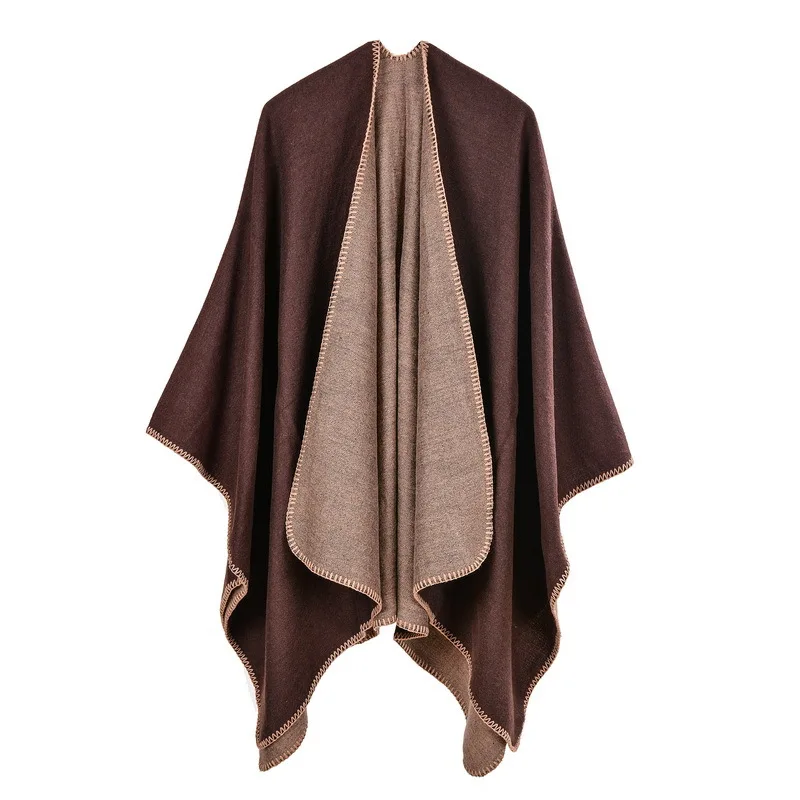 Autumn Winter Solid Color Imitation Cashmere Large Fork Shawl Warm Monochrome Cloak Ponchos Capes Coffee
Autumn Winter Solid Color Imitation Cashmere Large Fork Shawl Warm Monochrome Cloak Ponchos Capes Coffee