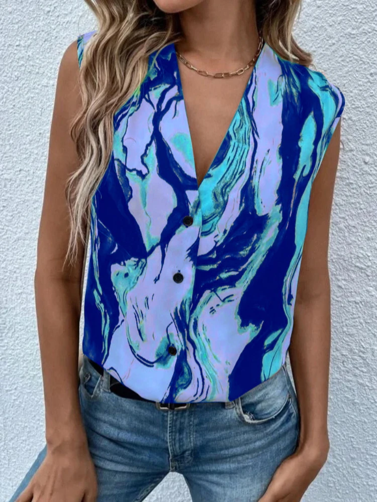 Women's Sleeveless T-Shirt Vest Fashion Casual Summer Tank Tops Oversized V-Neck Button Printed Shirts Female
Women's Sleeveless T-Shirt Vest Fashion Casual Summer Tank Tops Oversized V-Neck Button Printed Shirts Female