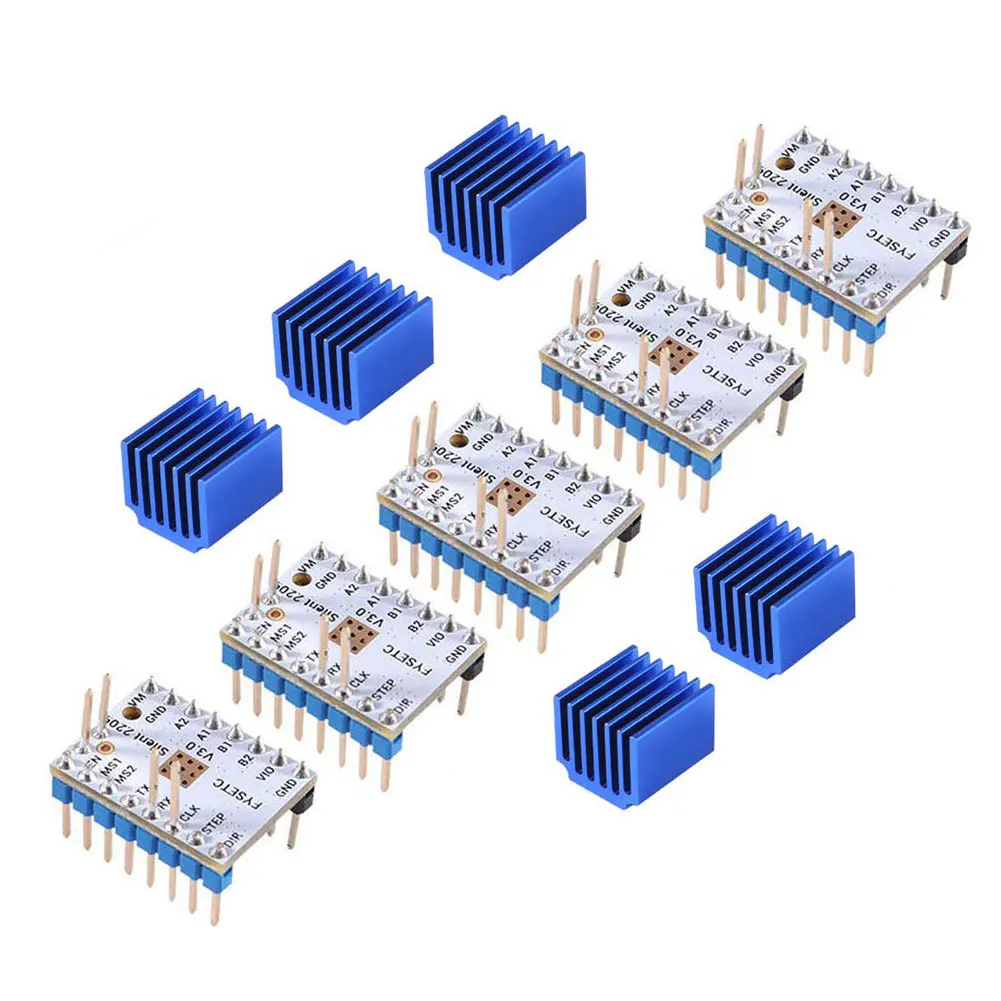 5pcs TMC2209 V3.0 Stepper Motor Driver for 3D Printer With Heatsink Microsteps Current 2.8A Peak for Reprap Ramps1.4 MKS Gen
5pcs TMC2209 V3.0 Stepper Motor Driver for 3D Printer With Heatsink Microsteps Current 2.8A Peak for Reprap Ramps1.4 MKS Gen