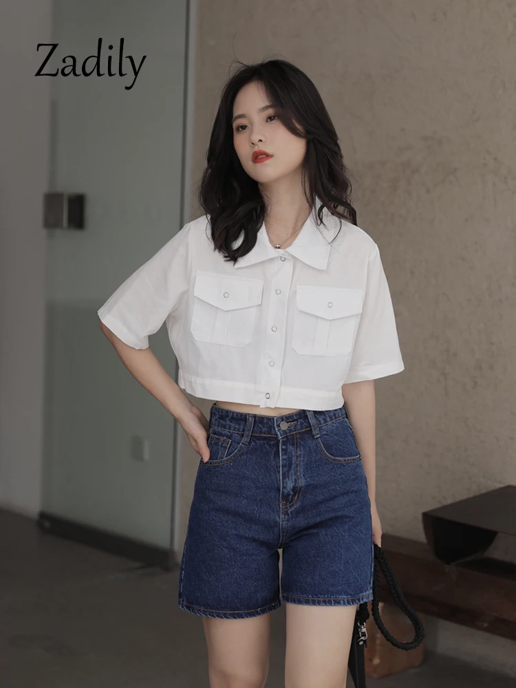 Zadily 2023 Summer Casual Short Sleeve Women Crop Shirt Korea Style Loose Button Up Pocket Woman Blouse Female Clothing Tops
Zadily 2023 Summer Casual Short Sleeve Women Crop Shirt Korea Style Loose Button Up Pocket Woman Blouse Female Clothing Tops