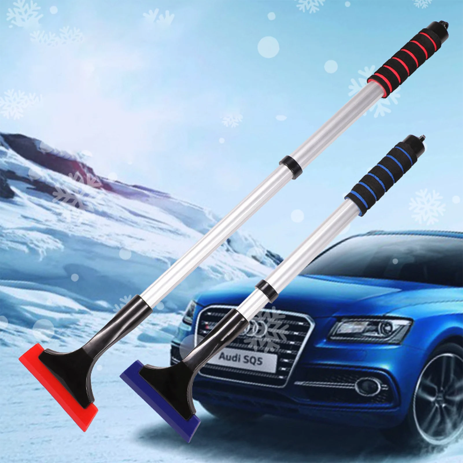 

Скребок для очистки снега с длинной ручкой, телескопическая лопатка для сноуборда, инструмент для удаления лобового стекла, машина для измельчения льда