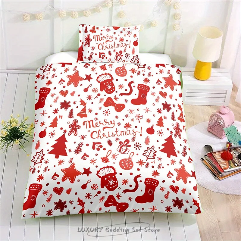 

Christmas Themed Duvet Cover Set, Various Designs Christmas Tree Snowflake Print Bedding Set, Soft and Comfortable Breathable