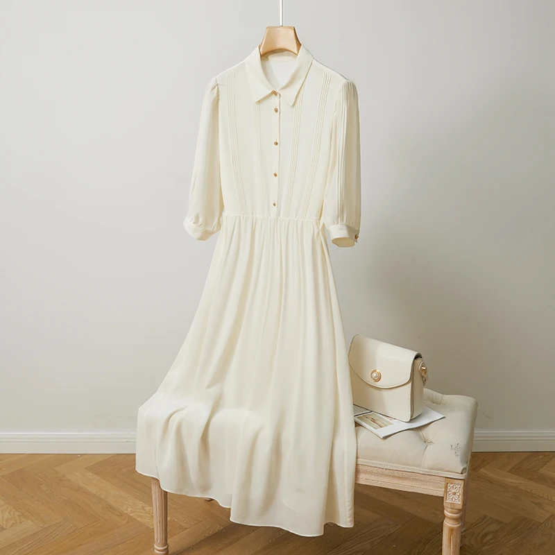 Silk Dress Summer New Line Hangzhou Mulberry Silk Temperament Decreasing Age and Slimming Mid length White Skirt for Women
Silk Dress Summer New Line Hangzhou Mulberry Silk Temperament Decreasing Age and Slimming Mid length White Skirt for Women
