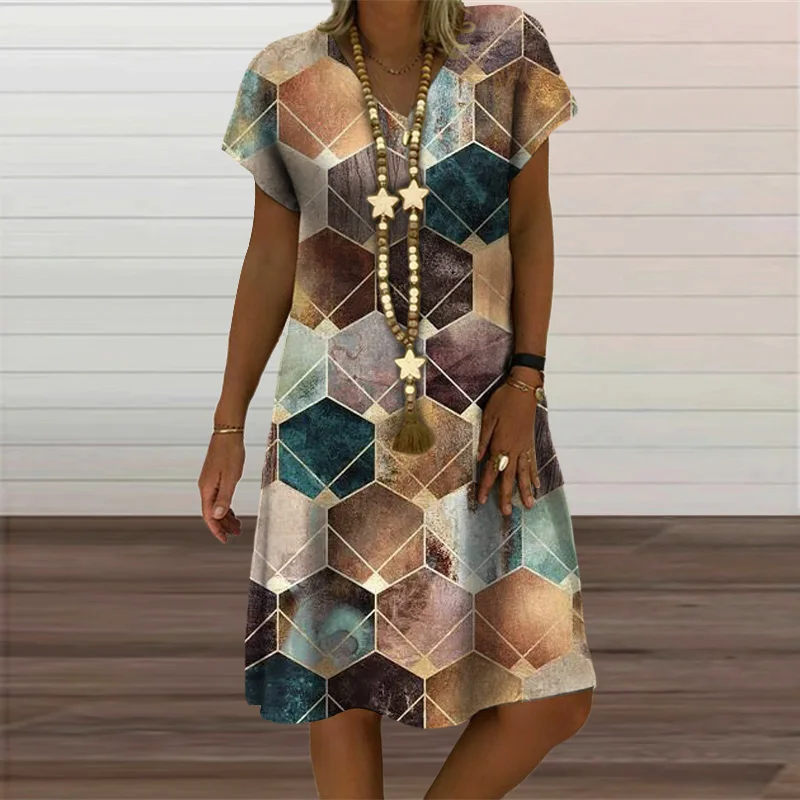 Plaid Geometric Graphic Mini Dresses for Women's Clothing 2021 Summer New Casual Loose Short Sleeve V-Neck Beach Sundress Ladies
Plaid Geometric Graphic Mini Dresses for Women's Clothing 2021 Summer New Casual Loose Short Sleeve V-Neck Beach Sundress Ladies