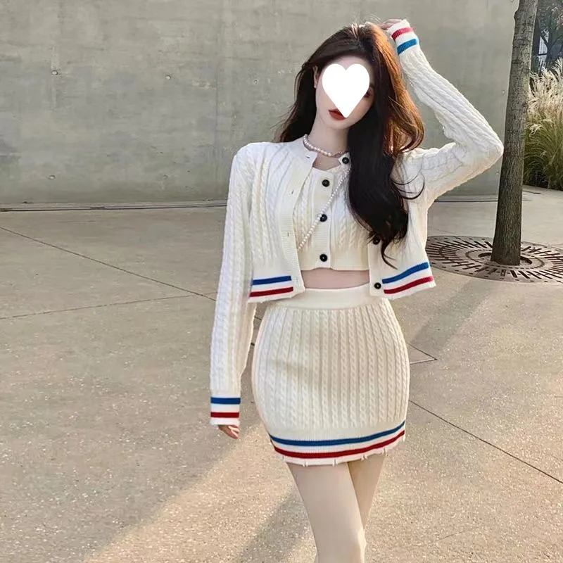 Knitted Sweater 3 Piece Sets Women Elegant Casual Sexy Sweater Skirt Set Female Korean Fashion Cardigan Kawaii Skirt Suit Woman
Knitted Sweater 3 Piece Sets Women Elegant Casual Sexy Sweater Skirt Set Female Korean Fashion Cardigan Kawaii Skirt Suit Woman