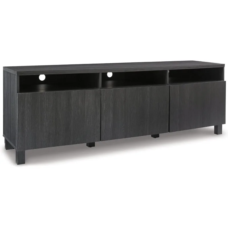 

Signature Design by Ashley Yarlow Urban TV Stand Fits TVs up to 68" with 3 Cabinet Doors and Adjustable Storage Shelves, Black