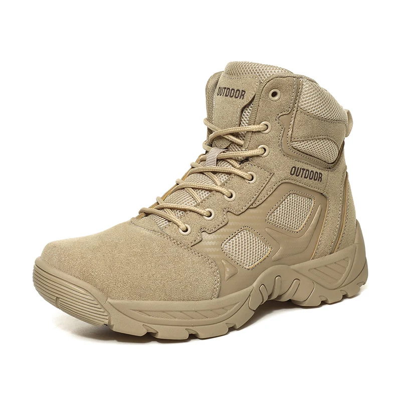 

Новинка 2022, военные тактические мужские ботинки, кожаные ботинки спецназа для пустыни, боевые водонепроницаемые ботильоны, армейская мужская обувь, размер 47