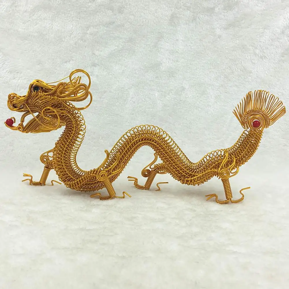 

Intricate Dragon Design Chinese Dragon Figurine Miniature Zodiac Craft Ornament for Car Home Office Colorful Aluminum Wire