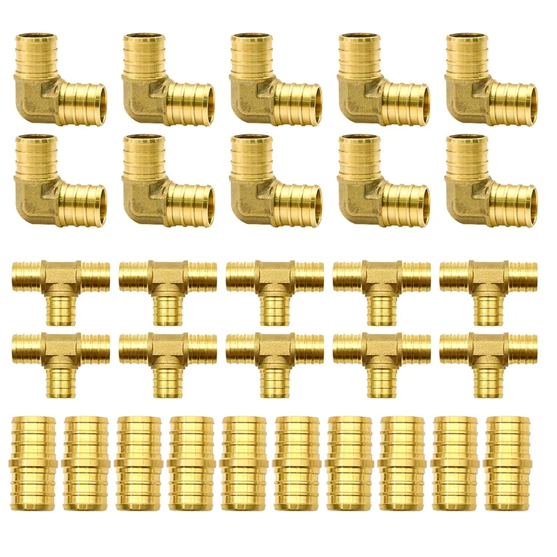 30Pcs TEE Coupler Reducer Crimp Cinch Brass Crimp Fitting Combo With Tees"T" ,Elbows,Couplings
30Pcs TEE Coupler Reducer Crimp Cinch Brass Crimp Fitting Combo With Tees"T" ,Elbows,Couplings