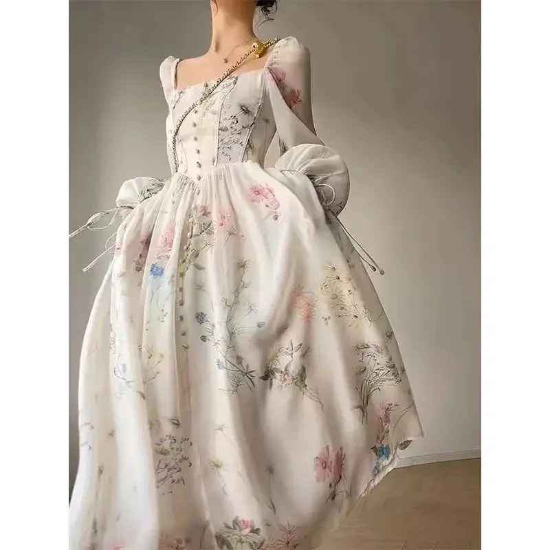 Elegant Floral Printed Dress Women Midi Lantern Sleeve Chiffon Female Fairy Evening Party Dresses 2023 Summer Square Collar Robe
Elegant Floral Printed Dress Women Midi Lantern Sleeve Chiffon Female Fairy Evening Party Dresses 2023 Summer Square Collar Robe